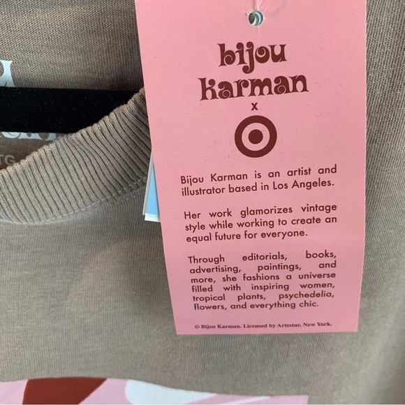 Bijou Karman x Target NWT Collab Graphic Art to Wear Tan Pink T-Shirt sz XL - Picture 8 of 8